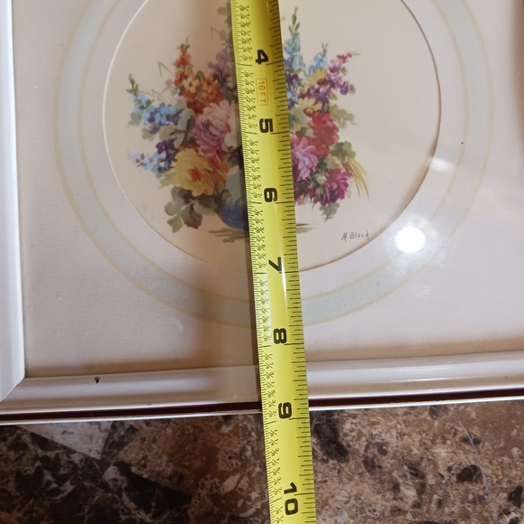 Set Of Two Vintage Framed Prints of Floral Bouquets Art By M Black Cottage Core - Picture 7 of 8